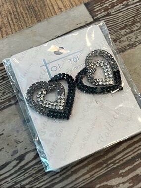 New! Classic French Pave Large Heart Earrings